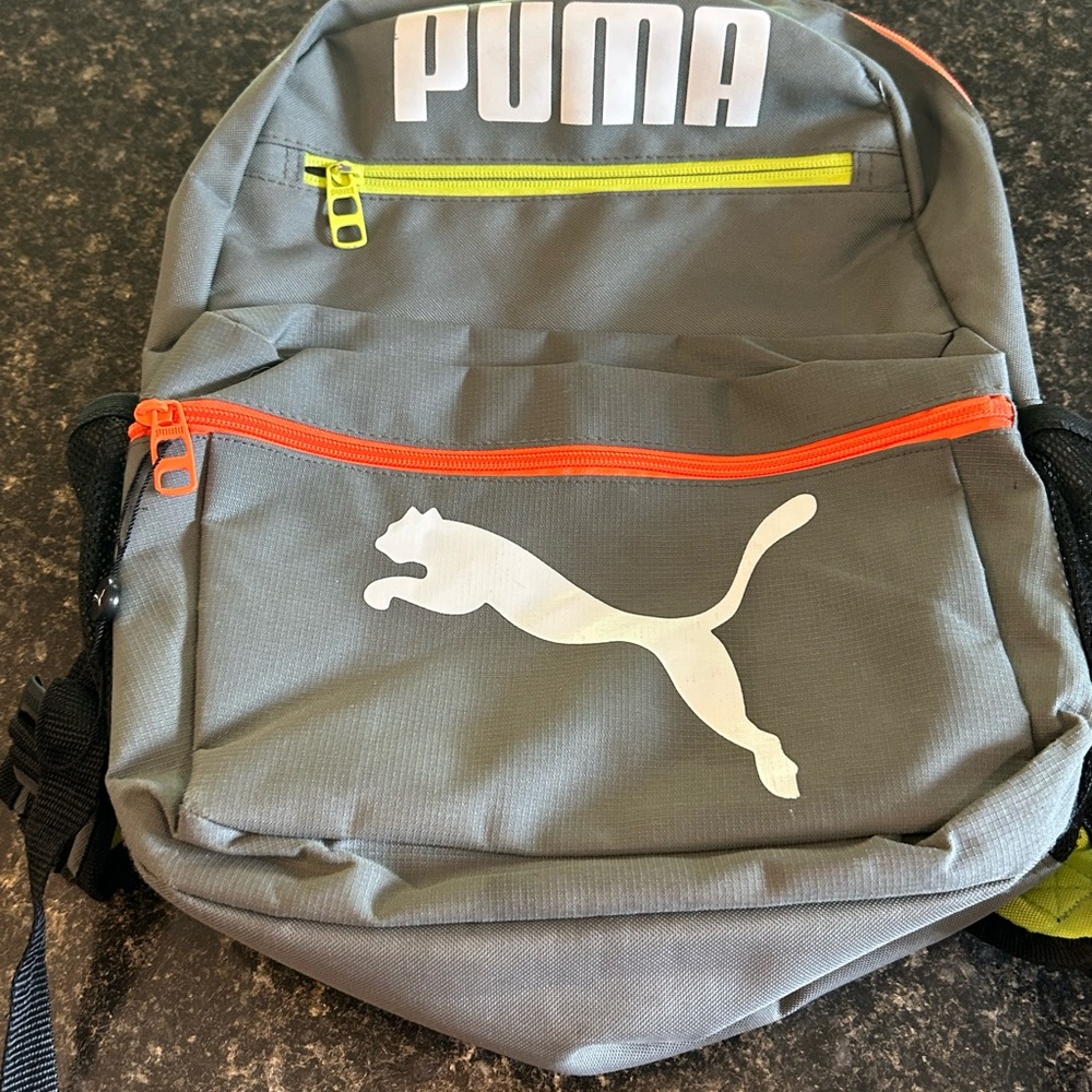 Puma Gray Backpack with Bright Accents